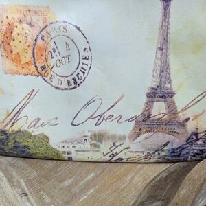 Patricia Nash Cream and Tan Clutch with Vintage Parisian Charm